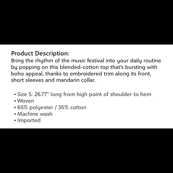 Boho , short sleeve V Neck Top - Picture 3 of 3